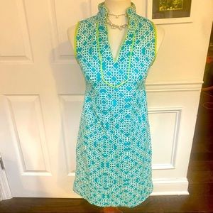 Eliza J Teal & Lime Geometric Pattern Shift Dress